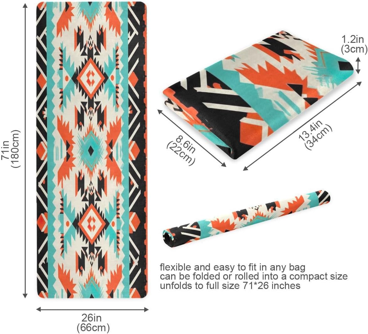 Nander Yoga Mat Thick Non-slip Soft Breathe Elastic Exercise Fitness Gym 1MM Thick Natural Rubber for Yoga Mats,Native American Tribal