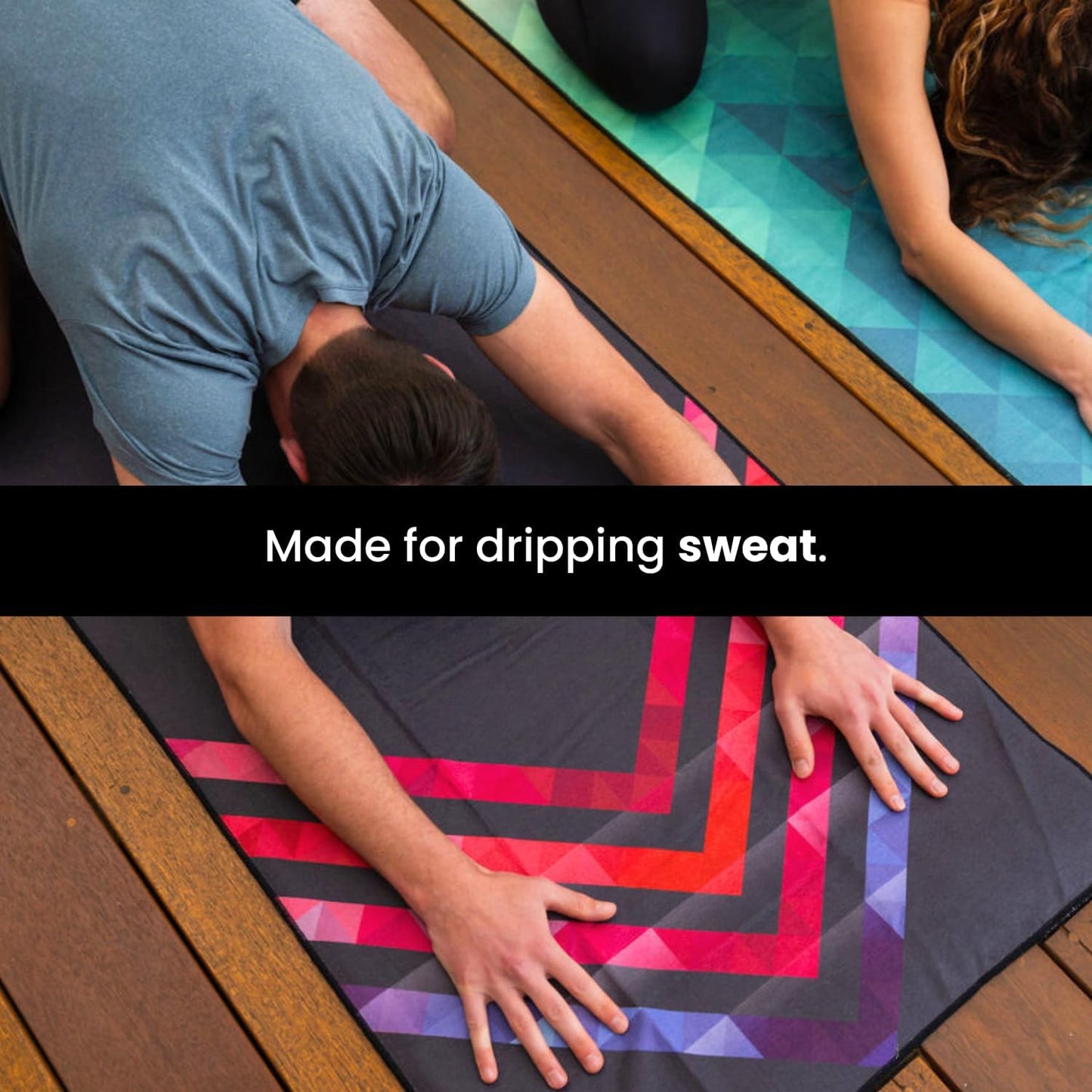 Yoga Grip Yoga Towel - Non Slip Hot Yoga Mat Towel With Corner Pockets, No-Skid Grip, and Built-in Alignment Lines | Soft, Moisture Wicking, and Sweat Absorbent | No Bunching, Stays in Place 72" x 25"