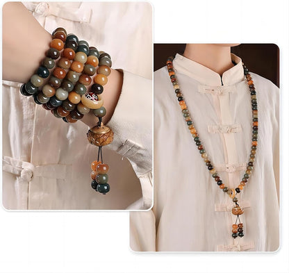 Mala Bead Strand Bracelet, 108 Buddhist Prayer Beads Yoga Meditation Green Malachite Beads Necklace Women man
