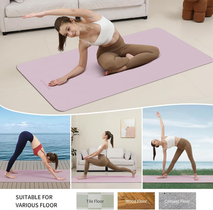 Extra Wide & Thick 8mm Yoga Mat, 72"x31.5" Large Non Slip Exercise Mat, Premium POE Material for Superior Cushioning & Stability, with Strap for Home Gym, Pilates