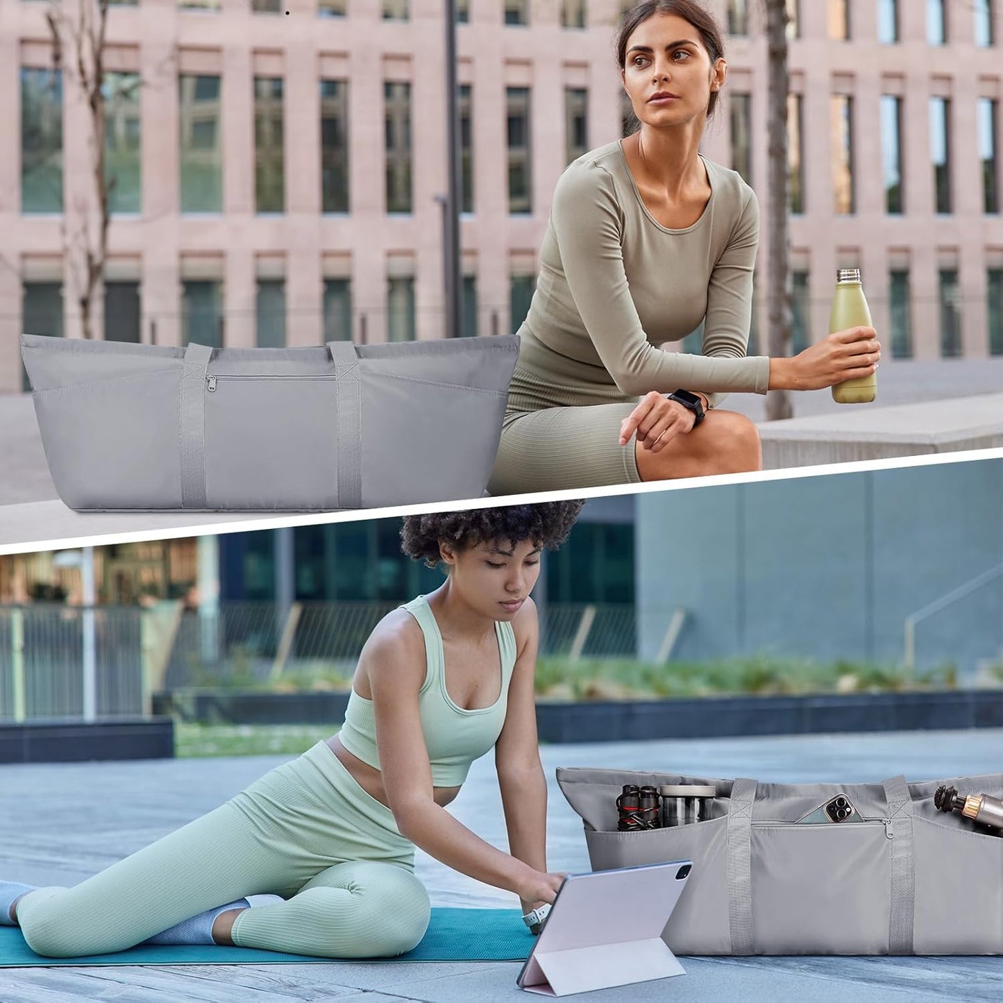 Large Yoga Mat Bag with Shoes Compartment and Wet Pocket Ladies Pilates Gym Tote Bag with Yoga Mat Holder Strap for Women Men Workout Carrier Stuff Accessories