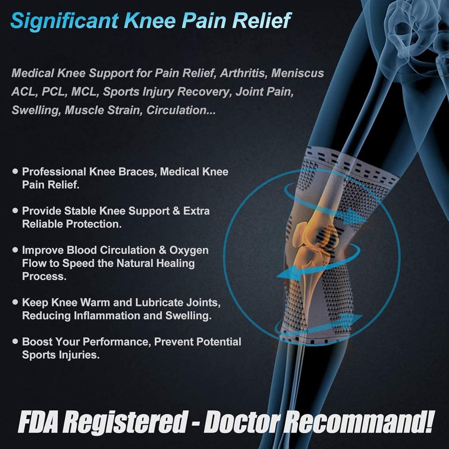 NEENCA Professional Knee Brace, Compression Knee Support with Patella Gel Pad & Side Stabilizers, Medical Knee Sleeve for Pain Relief, ACL,PCL, Meniscus, Injury Recovery, Arthritis, Sports, Workout...