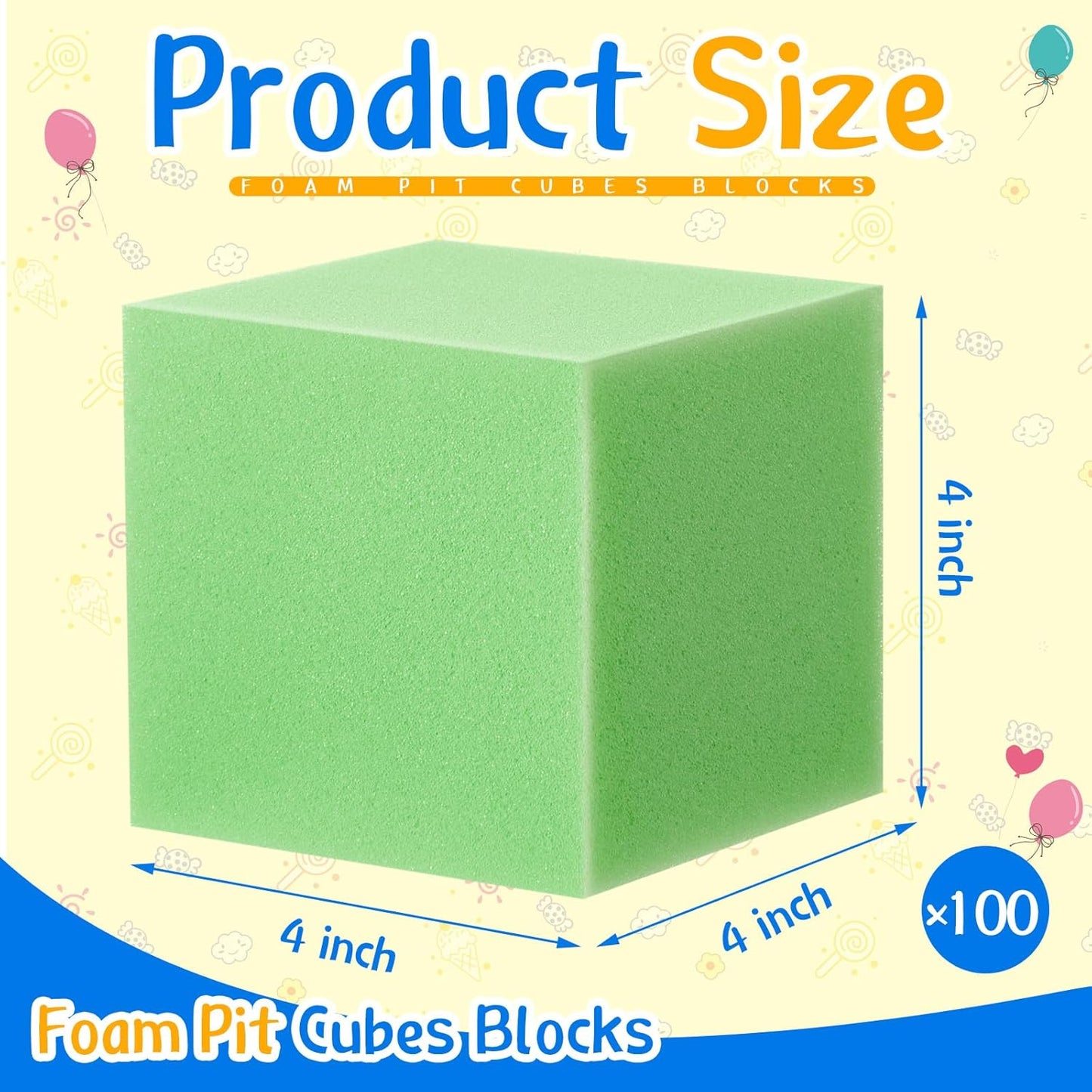 Treela Foam Pit Blocks, Foam Gym Cubes, 4 x 4 x 4 in Protective Trampoline Padding for Gymnastics, Parkour Courses, Trampoline Arenas, BMX