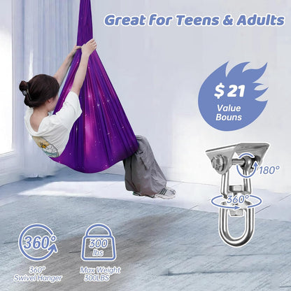 Aokitec Therapy Swing for Kids with Special Needs (Hardware Included) Snuggle Swing Cuddle Hammock Indoor Adjustable Aerial Yoga for Children with Autism, ADHD, Asperger, Sensory Integration