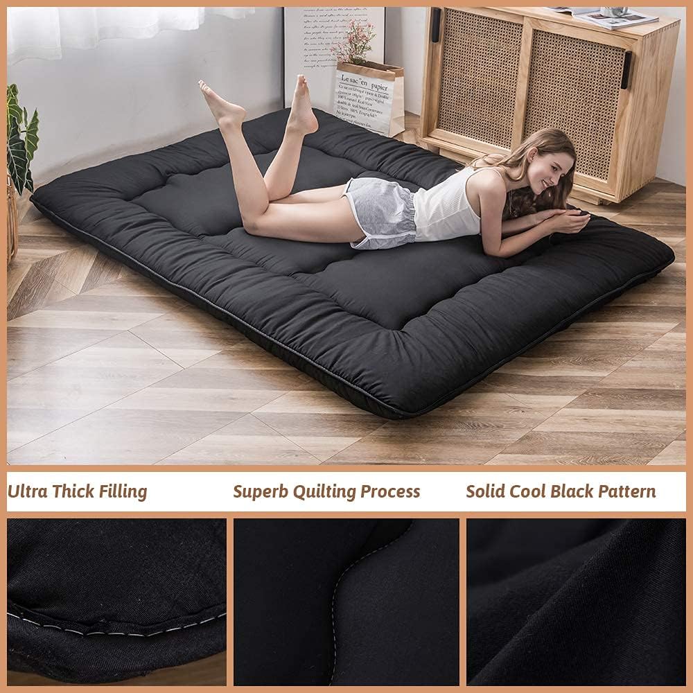 MAXYOYO Bohemian Retro Mattress Boho Floral Japanese Futon Mattress Tatami Floor Mat Foldable Portable Camping, Sleeping Pad, Lounger Couch Bed Full Size