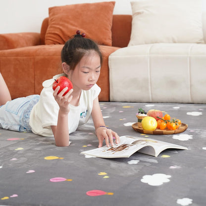 N&V 1.25" Thick Baby Play Mat with Non-Slip Backing,Large Foam Padded Play Area Rug Coral Velvet Crawling mat for Bedroom Dormitory Yoga, Home Decor for Living Room, Nursery 95"×78"