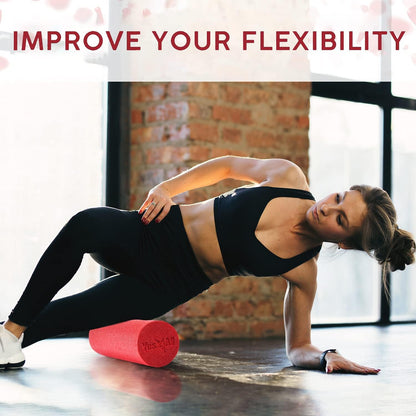 Yes4All Medium Firm Round PE Foam Roller 12, 18, 24, 36 Inches for Pilates, Yoga, Stretching, Balance & Core Exercises
