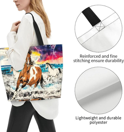 Tote Shoulder Bag Large Durable Reusable Eco-friendly Handbag Lightweight Stylish for Daily Use-19.7x15.7x5.9 Inch - Colors B