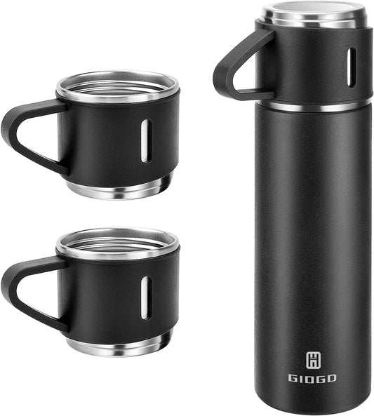 Stainless Steel Thermo 500ml/16.9oz Vacuum Insulated Bottle with Cup for Coffee Hot drink and Cold drink water flask.(Pink,Set)