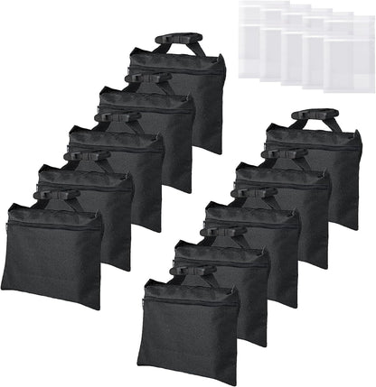 Sandbags 4 Packs with 4 PE Bags, Heavy Duty Sand Bags, Sand Bags for Weight with Zipper and Buckle Straps for Support Light Stand, More 2/4/6/8/10/12 Packs Sand Bag to Choose.