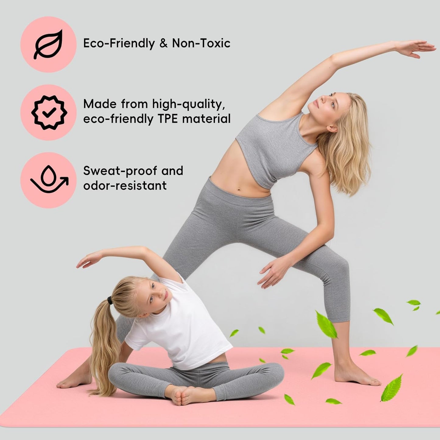 Extra Wide Yoga Mat 72" x 32", 6mm Non Slip TPE Exercise Mat with Carrying Strap, Large Workout Mat for Yoga, Pilates, Stretching, HIIT & Home Gym