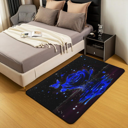 Feelyou Floral Rose Indoor Floor Mat Set,Romantic Blue Rose Rugs for Living Room Bedroom Area Rug 3x5,Boys Girls,Botanical Flower Rose Accent Rug Doormats Floor Mat for All Season