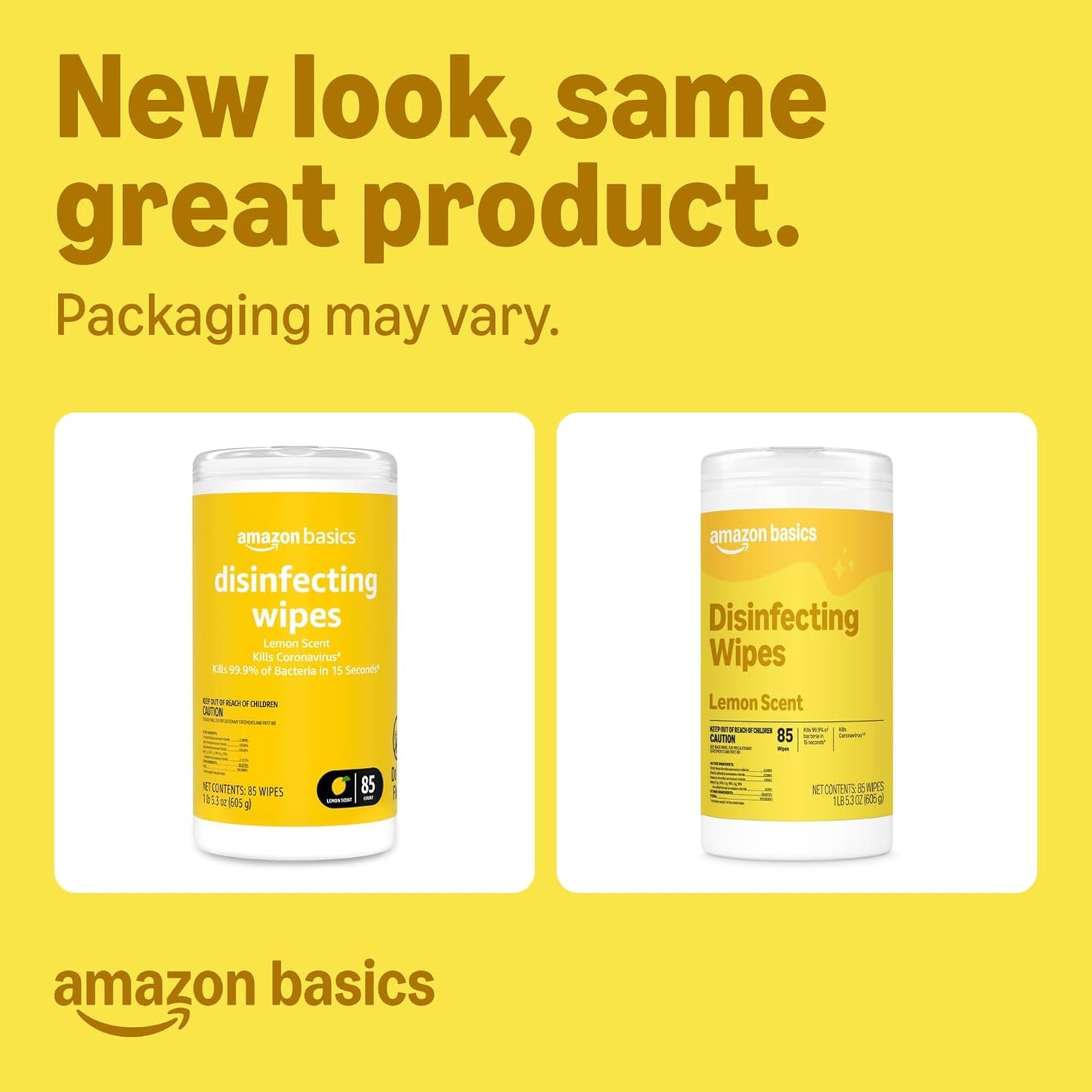 Amazon Basics Disinfecting Wipes, Lemon & Fresh Scent, Sanitizes, Cleans, Disinfects & Deodorizes, 255 Count (3 Packs of 85), Packaging May Vary