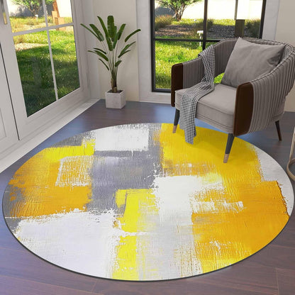 Orange Round Area Rug for Living Room 6 ft Abstract Modern Contemporary Rug Carpet Floor Mat Yoga Mat for Boys Girls Playroom Home Decor 6 ft