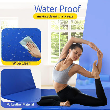 Gymnastics Tumbling Mat Portable Gymnastics Mat Foldable Tumbling Mat 2ft W 6ft L/4ft W 6ft L/4ft W 8ft L/4ft W 10ft Exercise Mat Yoga Mat with Carrying Handles for Yoga Gymnastics