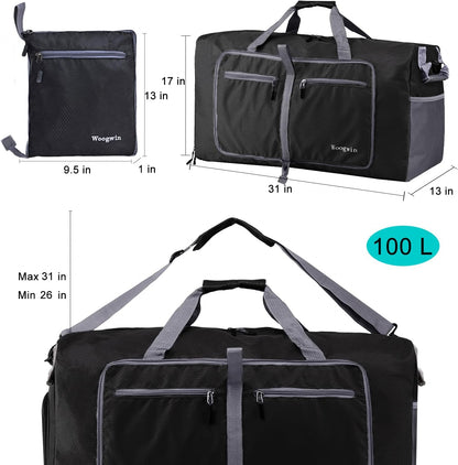 Woogwin Travel Duffel Bag Large Foldable Waterproof Overnight Bag for Beach Swim Bags Pool Sports Gym