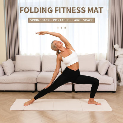PAIDU Foldable Yoga Mat - 10mm Extra Thick, 75"26" Non-Slip Exercise Fitness Mat | SGS Eco-Certified, Portable for Yoga/Pilates/Studio/Home Workout