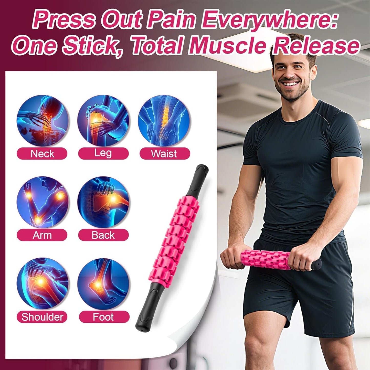 ZanLLW Massage Roller, Muscle Roller Stick, Therapy Roller Stick for Legs, Calf, Thigh, Lipo Roller for Relief Muscles, Deep Tissue Massage Rolling Pin for Trigger Points, Help Sore Muscle Recovery