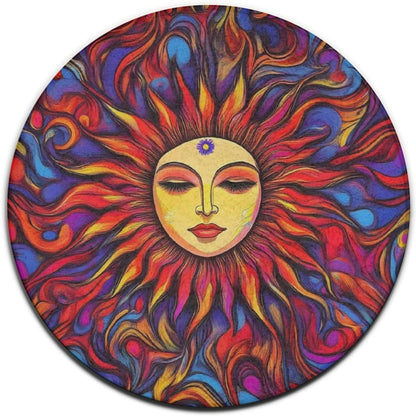 Machine Washable Modern Round Area Rug, Room Sofa Yoga Soft Round Carpet, Home Decor Non Slip Kitchen Office Circle Rug Trippy Rainbow Mushroom Tie Dye Art, 60inch