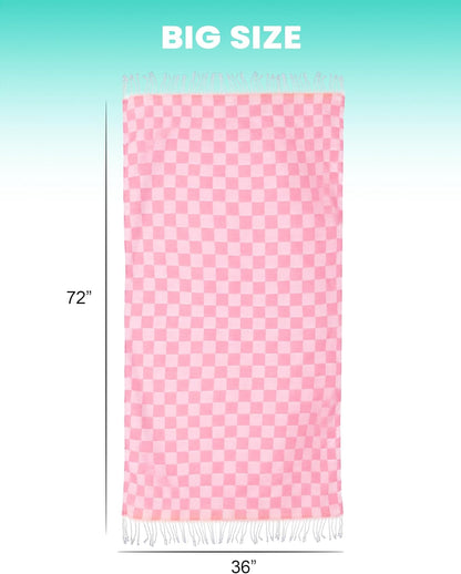 2 Packs Checkered Plaid Yoga Blanket Turkish Towel Extra Large Meditation Supplies Mat Cover Beach Blanket Women Birthday Gift for Mom Wife Sister Girlfriend Mother Adult Friend Husband Son Daughter