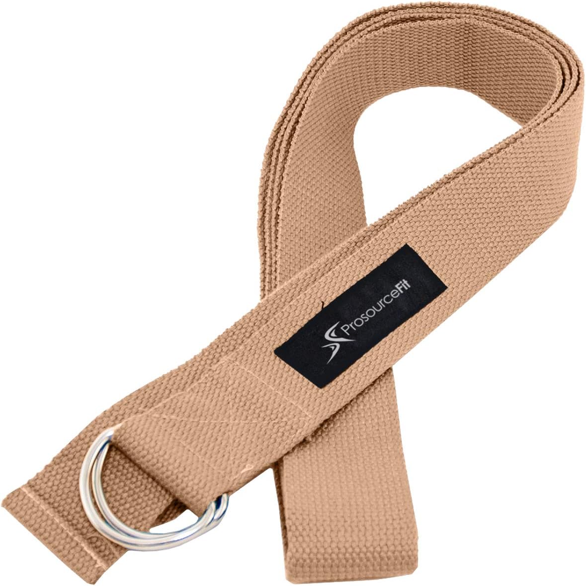 ProsourceFit Metal D-Ring Yoga Strap 8’ Durable Cotton for Stretching and Flexibility
