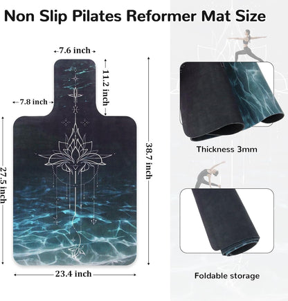 Non Slip Pilates Reformer Mat, Soft Fleece Surface Pilates Towel Mat, Pilates Mat with Multiple Equipment, Lightweight and Foldable, Wicking and Quick Drying for Yoga, Fitness