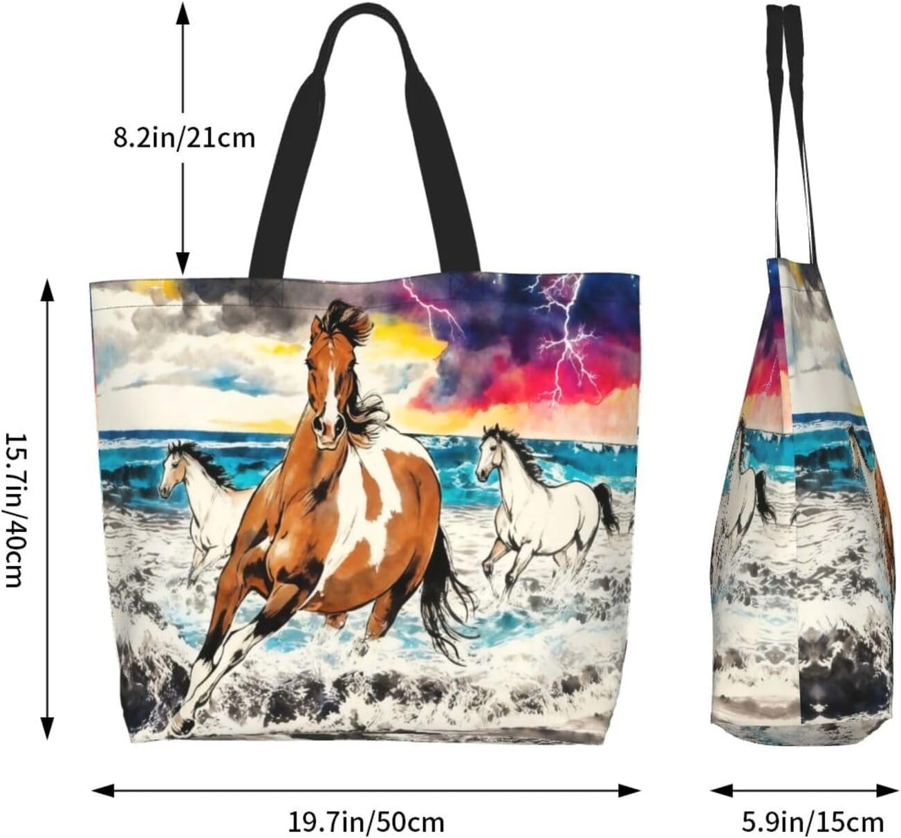 Tote Shoulder Bag Large Durable Reusable Eco-friendly Handbag Lightweight Stylish for Daily Use-19.7x15.7x5.9 Inch - Colors B
