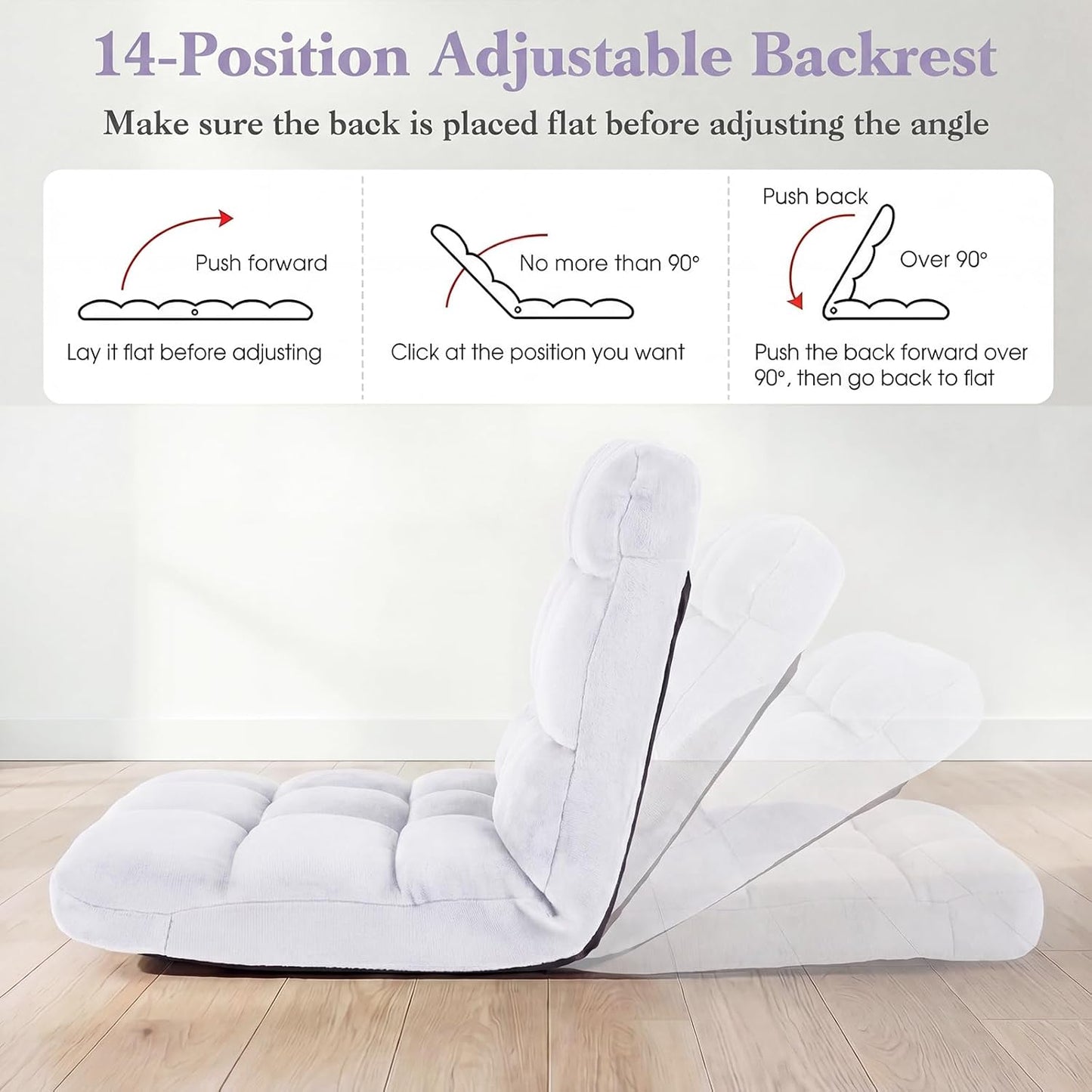 Giantex Folding Floor Chair with Back Support, 14 Adjustable Position, Padded Sleeper Bed, Couch Recliner, Gaming Floor Chairs for Adults, Meditation, Living Room (TAN)
