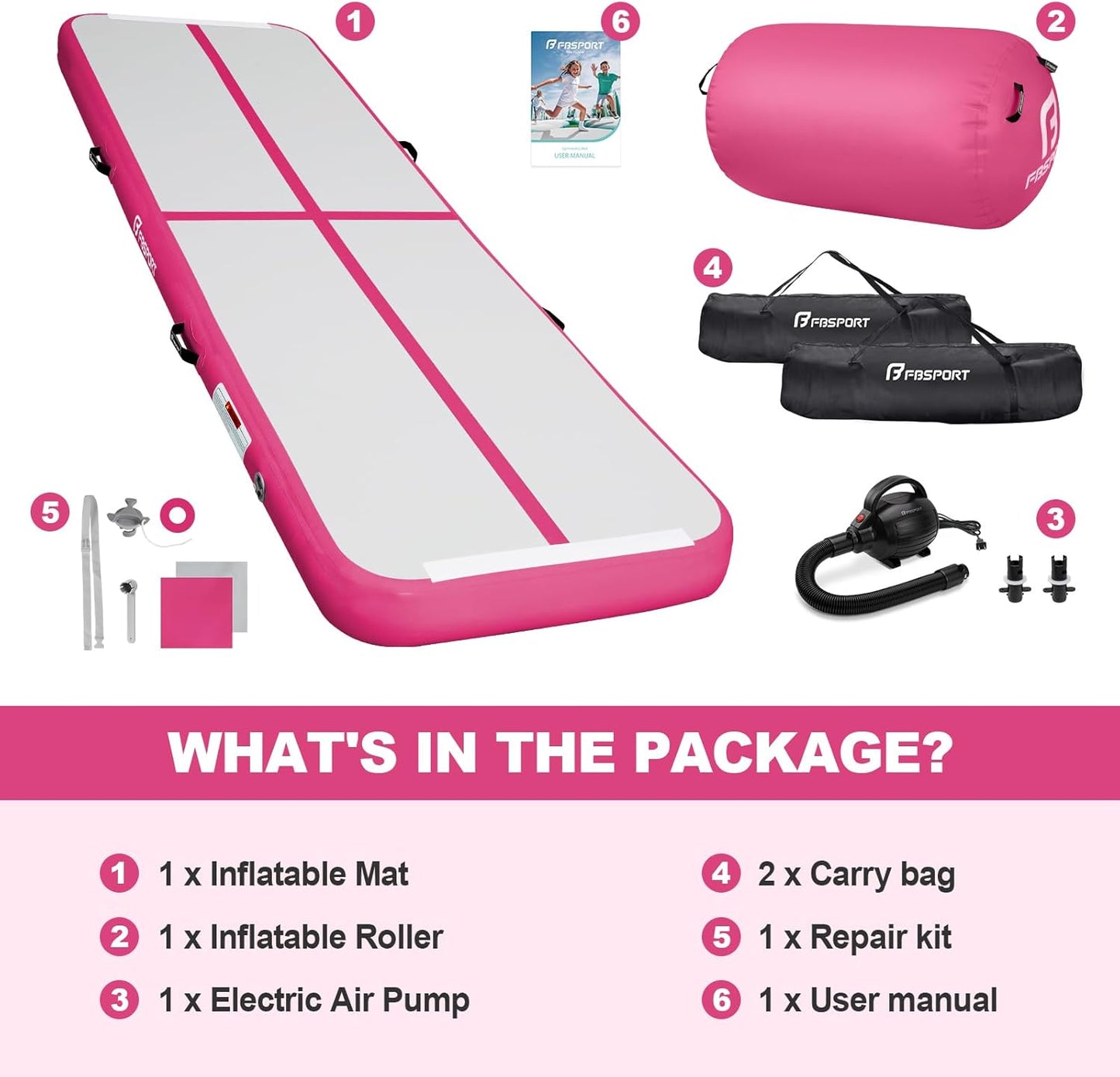 Air Roller Gymnastics Barrel, Inflatable Gymnastics Air Roller Inflatable Air Gymnastics Mat with Electric Pump for Yoga Cheerleading Training Home Park Outdoor Use