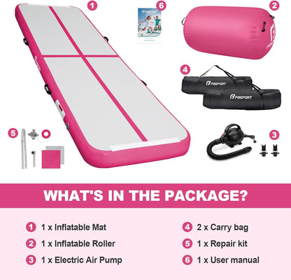 Air Roller Gymnastics Barrel, Inflatable Gymnastics Air Roller Inflatable Air Gymnastics Mat with Electric Pump for Yoga Cheerleading Training Home Park Outdoor Use