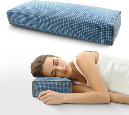 Adjustable Buckwheat Hull Pillow for Neck Pain Relief (21x8x4in) Natural Cooling Cervical Support Organic Pillow for Side & Back Sleepers with Night Sweats (Grey)