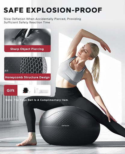 HAPBEAR Back Roller - Yoga Wheel Set with 26'' Exercise Ball – 12'' PP Inner Core Spine Alignment Tool for Back Pain Relief, Core Strength & Full-Body Workout, for Home Gym & Therapy – Pump Included