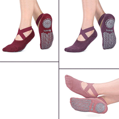 Ozaiic Pilates Socks for Women Non Slip Grip, Yoga Socks with Grippers for Barre, Hospital, Ballet, Dance, Barefoot Workout