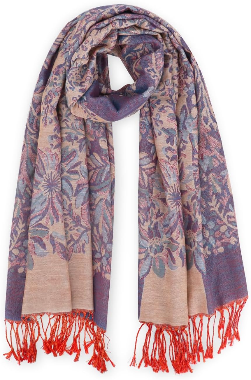 vimate Silky Paisley Pashmina Shawl Scarf-Women's Soft Double-side Jacquard Pashminas Wrap for Evening Dress Travel Shawl