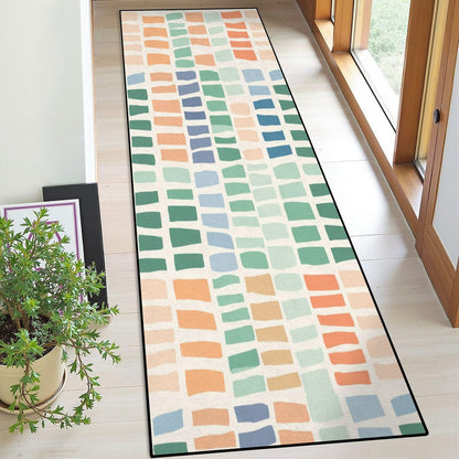 Runner Rug Washable 2x6 White Navy Blue Green Tartan Plaid Scottish Texture from Tartan Plaid Non-Slip Hallway Area Rug Indoor Outdoor Home Decor for Entryway Bathroom Kitchen Carpet Yoga Floor Mat