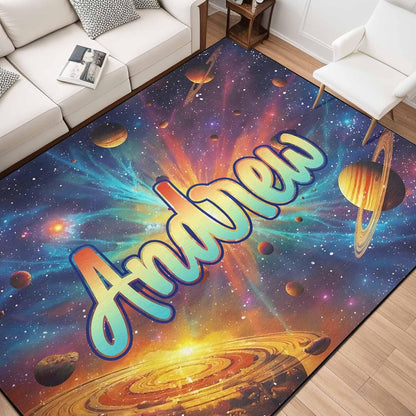 Personalized Family Name Initials Monogram Pink Rug, Shining Butterfly Printed Carpets for Girls Kids Butterfly Theme Living Room Indoor Bedroom Decor 5'×7' Soft Polyester Yoga Mat