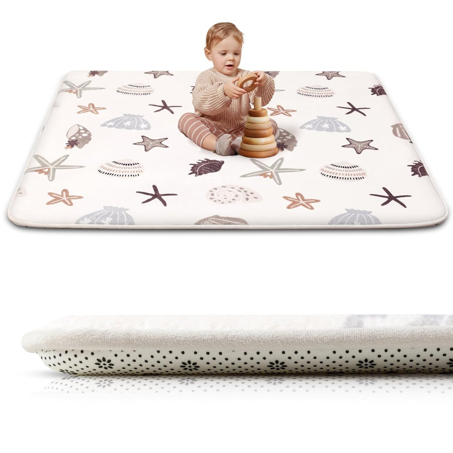 Large Thick Baby Play Mat for Floor,Padded Foam 59x79 Playpen Mat,Soft Support&Plush Feel Nursery Kids Rug,Non Slip for Toddler,Infants,Kids Playroom,Yoga,Baby Crawling,Tummy Time (Light Grey)