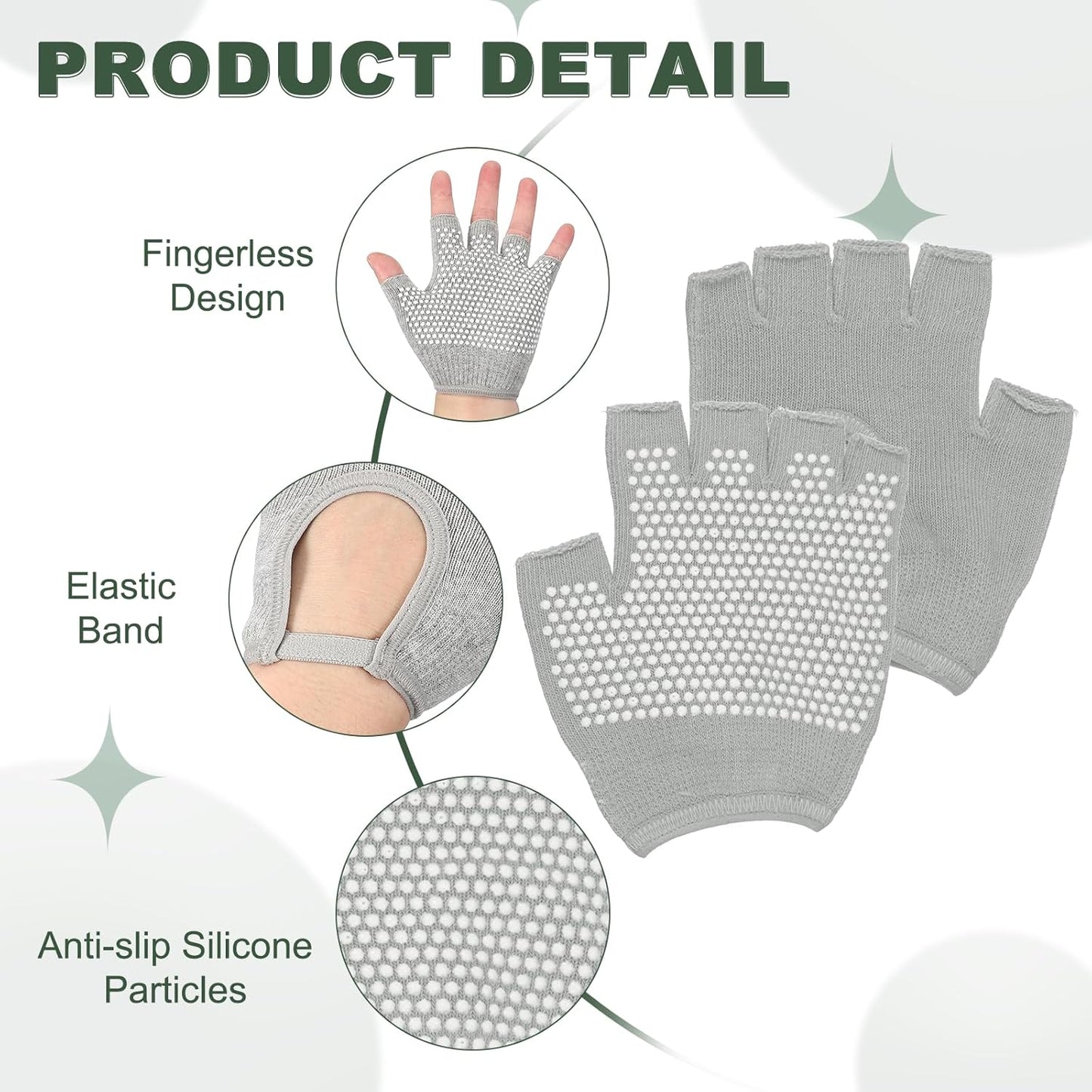 Yoga Gloves, Non Slip Fingerless Pilates Gloves Breathable Exercise Workout Mittens