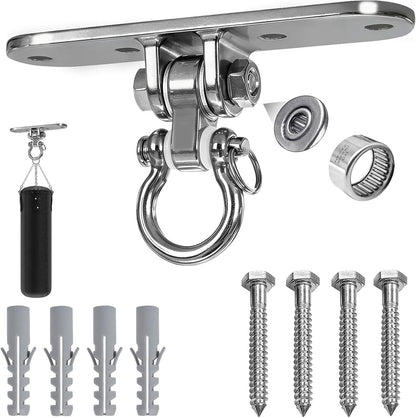 Heavy Bag Hanger,Stainless Wall Ceiling Mount Hook 180°/360° Rotation Wood Beam Holder Body Weight Strength Training Systems, Aerial Yoga Swing & Hammock