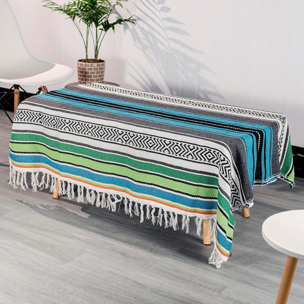 Airooglee 69" L x 51" W Large Mexican Blanket - Perfect as Yoga Outdoor Beach Serape Picnic Camping Woven Blanket, Boho Home Décor - Red