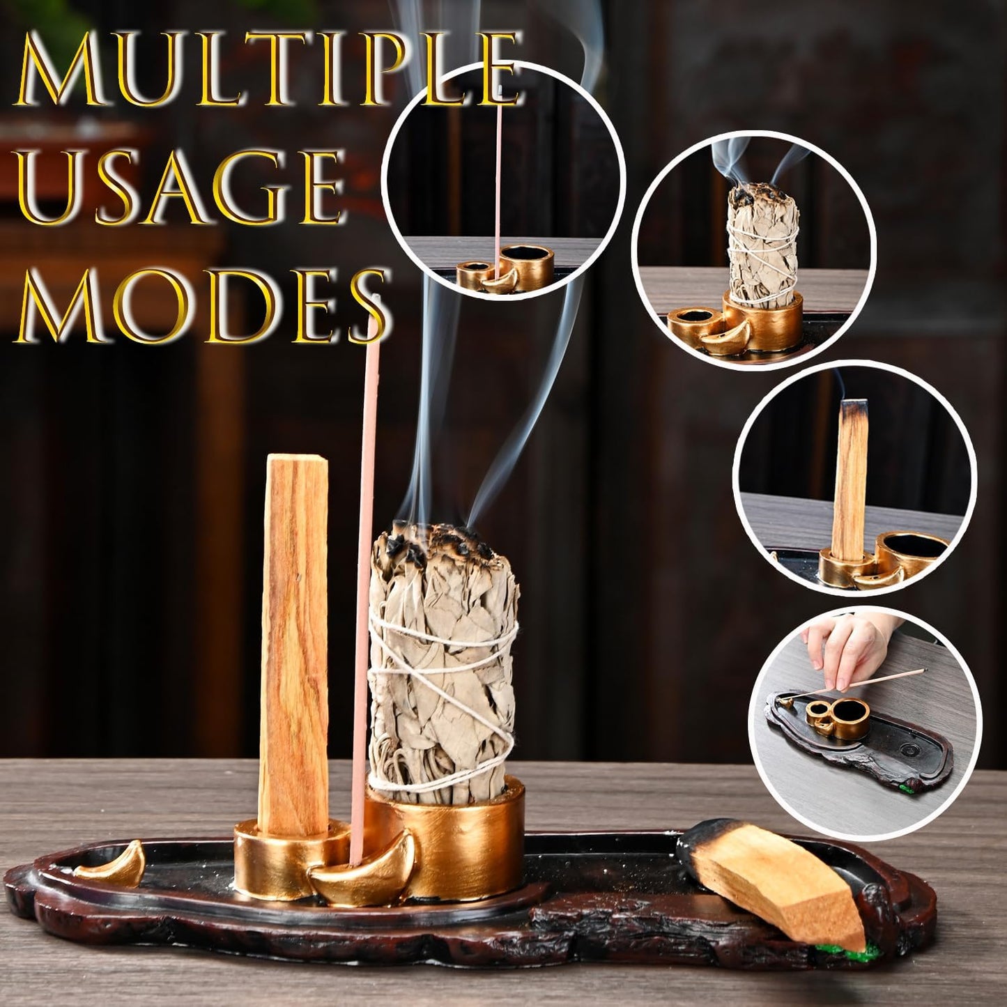 Mountain Waterfall Incense Burner，Backfall Incense Holder River, Incense Falls Meditation Decor for Room with Upgrade Incense Cones and Accessories (Mountain)
