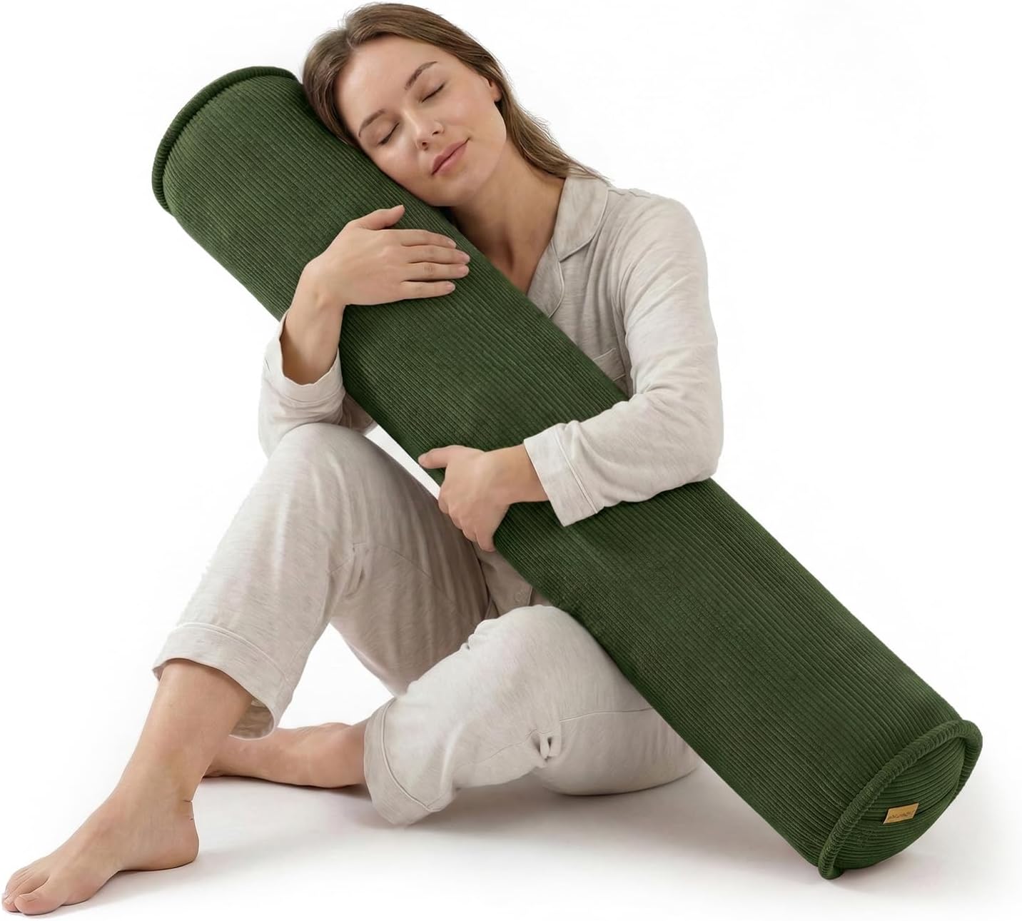 Corduroy Body Pillow, Round Bolster Cylinder Pillow for Adults, Soft Long Support Pillow for Bed & Sofa, Removable Washable Cover,59 x 7.87 Inches,Peacock Blue