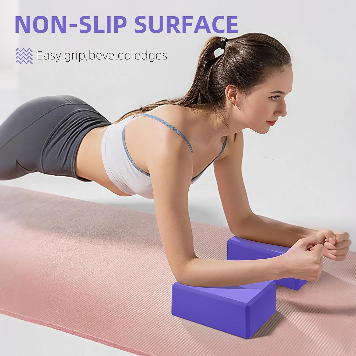 1 Pack Large Foam Yoga Blocks 9x6x4 Inches, Sturdy Pilates Block, Workout Block, Non Slip Surface Yoga Brick for Pilates Meditation, Stretching and Toning, Pink