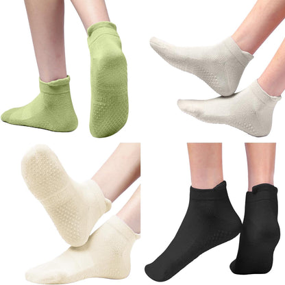 Acetin 4 Pairs Grip Socks Pilates Socks for Women