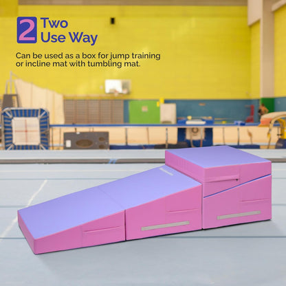 Matladin Incline Gymnastics Cheese Wedge Mat, 48"x24"x14" - Folding Gymnastics Mat for Kids Girls Home Training