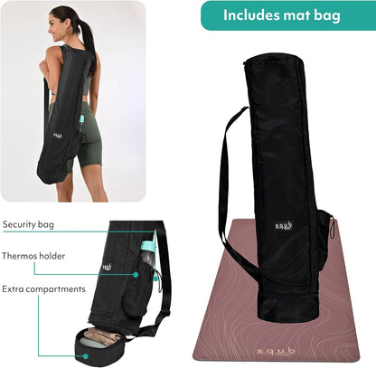 Yoga Mat Thick 5mm – Non Slip Exercise Mat Workout Surface, PU Natural Rubber Grip, Extra Large 183x68 cm Wide Design, Pilates Fitness Training, Includes Strap & Carry Bag