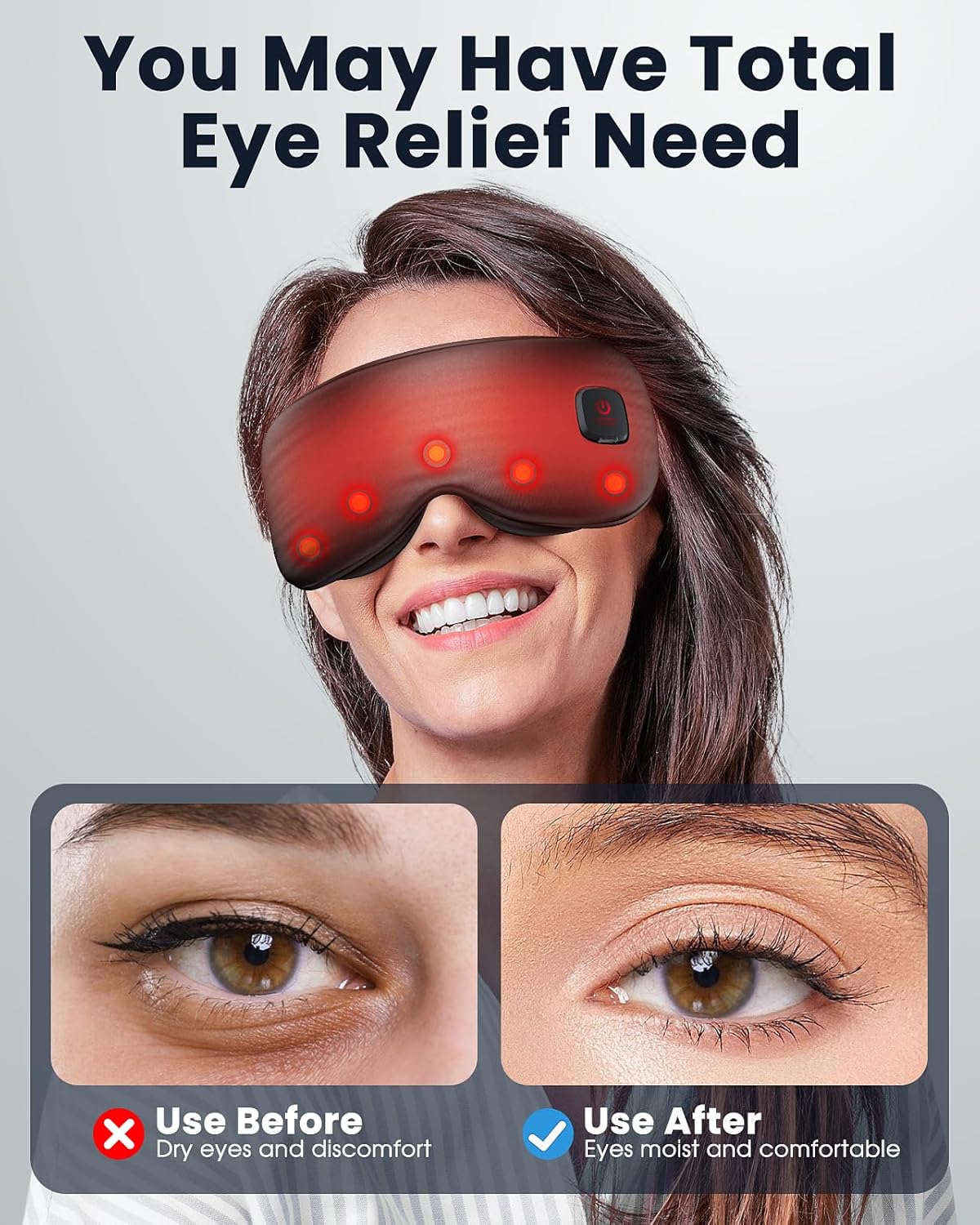 Heated Eye Mask - Cordless Eye Mask for Dry Eyes, FSA-HSA Eligible, Eye Relief, Improved Sleep, Washable Eye Heating pad for Travel and with Replaceable Shell