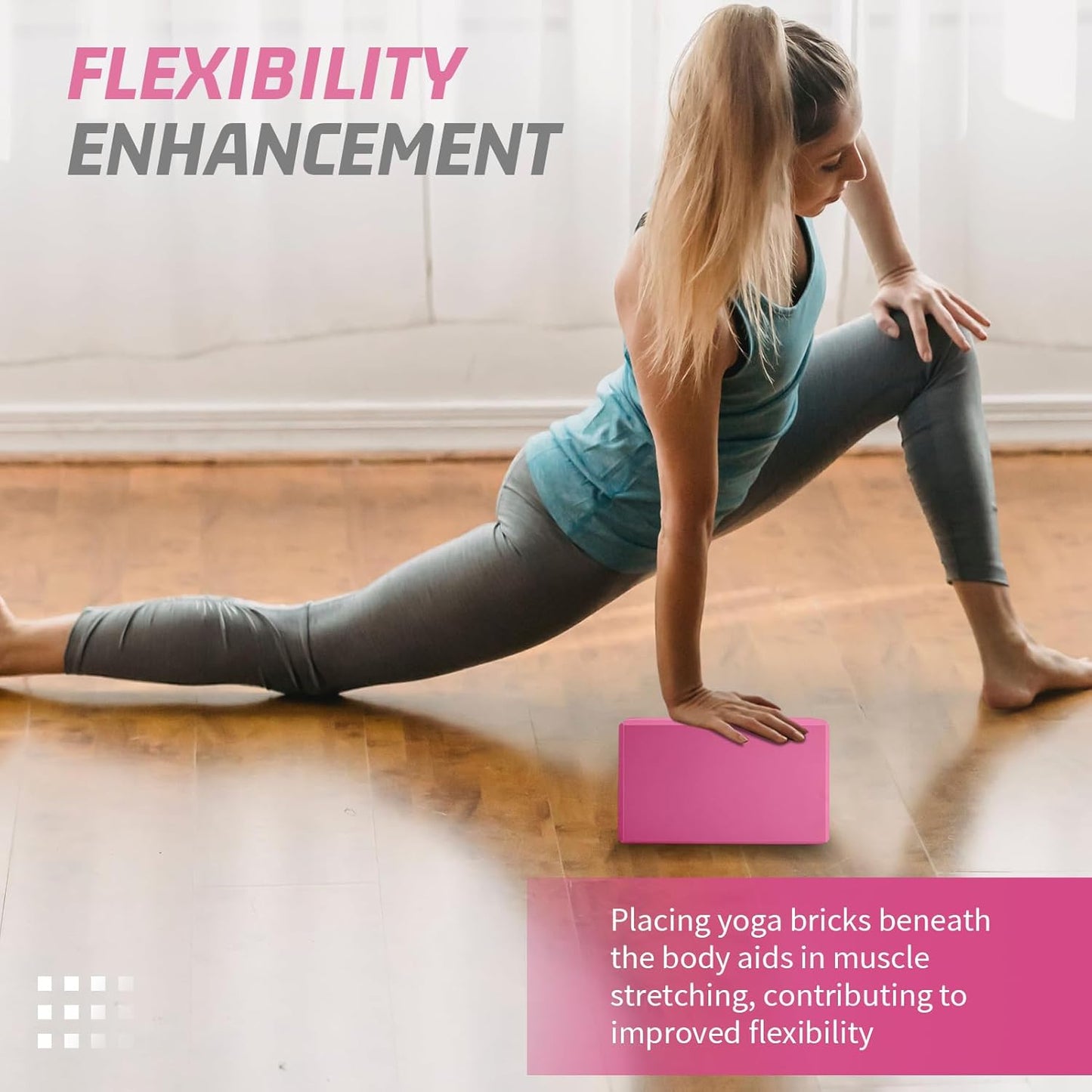 Yoga Blocks 2 Pack 3x6x9IN Foam Block Supportive Latex-Free with Stretch Band, Non-Slip Exercise Blocks for Pilates, Meditation, Balance, Stretching and Deep Poses