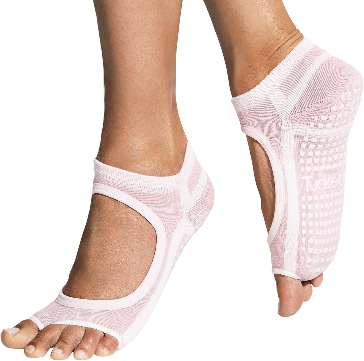 Tucketts Allegro Toeless Pilates Socks with Grips for Women, Non-Slip Open-Toe Grip Socks, Yoga, Barre, Dance, Reformer, Home
