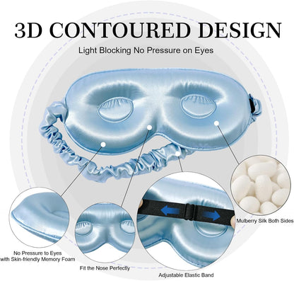 ZIMASILK Adjustable 22 Momme 100% Pure Mulberry Silk Sleep Mask, 3D Contoured Cup Eye Mask for Sleeping, Super Soft Breathable Blindfold, Perfect Blocks Light for Sleeping (Black)